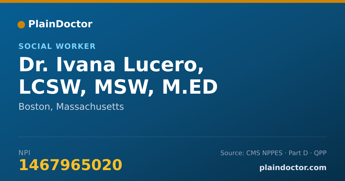 Shareable card for Ivana Lucero, LCSW, MSW, M.ED - Social Worker, Boston, MA