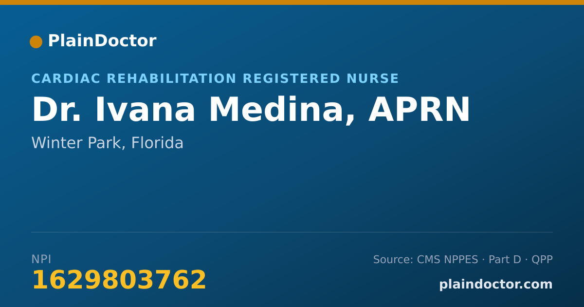 Shareable card for Ivana Medina, APRN - Cardiac Rehabilitation Registered Nurse, Winter Park, FL