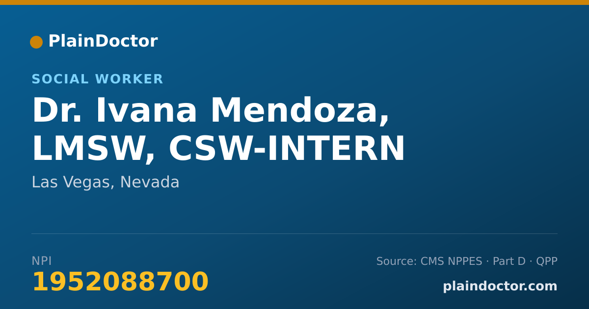 Shareable card for Ivana Mendoza, LMSW, CSW-INTERN - Social Worker, Las Vegas, NV