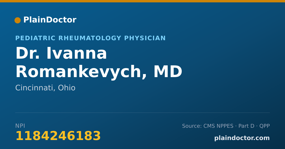 Shareable card for Ivanna Romankevych, MD - Pediatric Rheumatology Physician, Cincinnati, OH