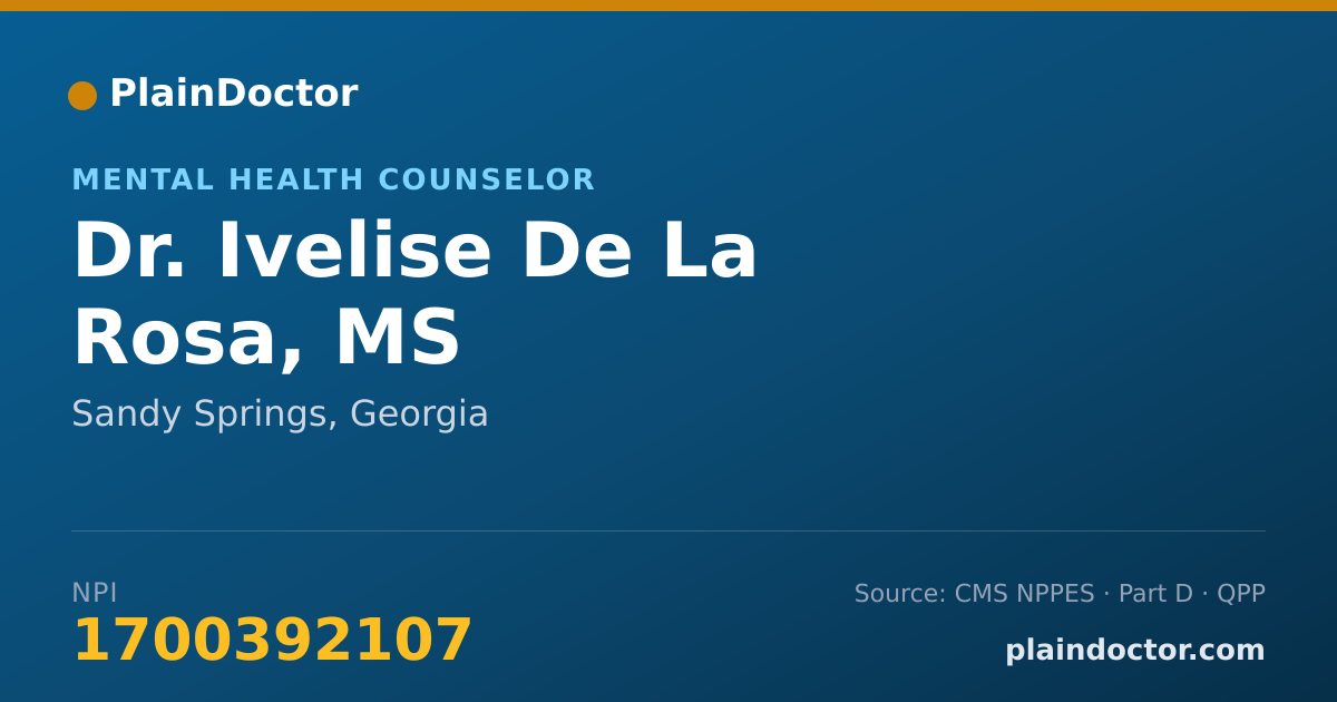 Shareable card for Ivelise De La Rosa, MS - Mental Health Counselor, Sandy Springs, GA