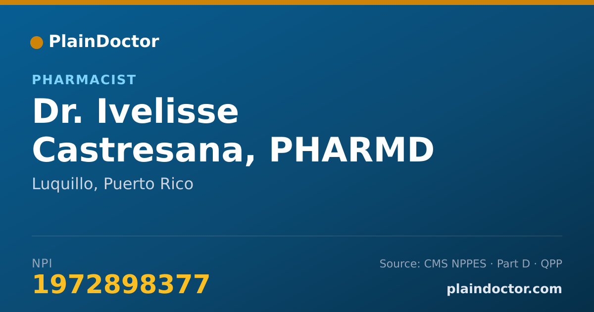 Shareable card for Ivelisse Castresana, PHARMD - Pharmacist, Luquillo, PR