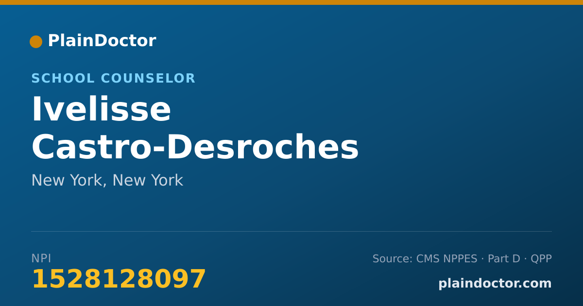 Shareable card for Ivelisse Castro-Desroches - School Counselor, New York, NY