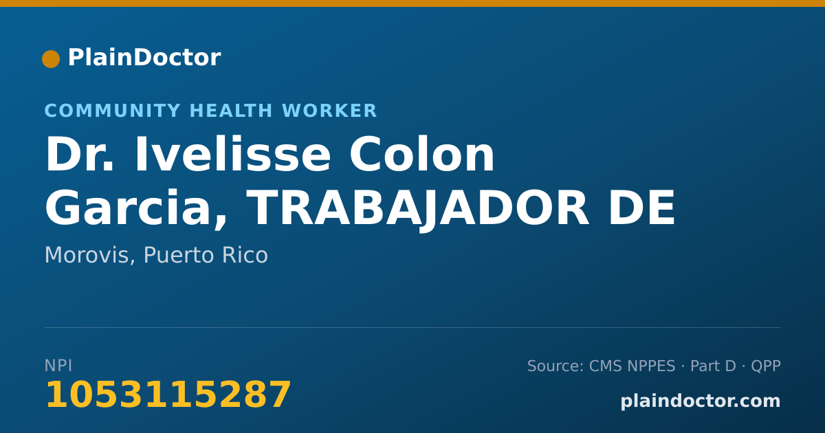 Shareable card for Ivelisse Colon Garcia, TRABAJADOR DE SALUD - Community Health Worker, Morovis, PR