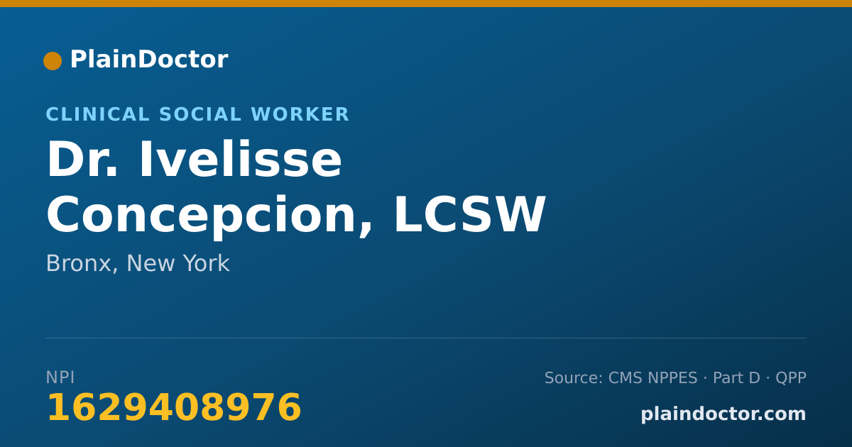Shareable card for Ivelisse Concepcion, LCSW - Clinical Social Worker, Bronx, NY