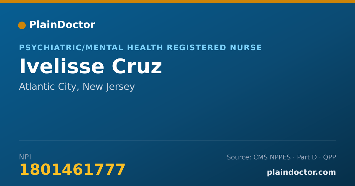 Shareable card for Ivelisse Cruz - Psychiatric/Mental Health Registered Nurse, Atlantic City, NJ