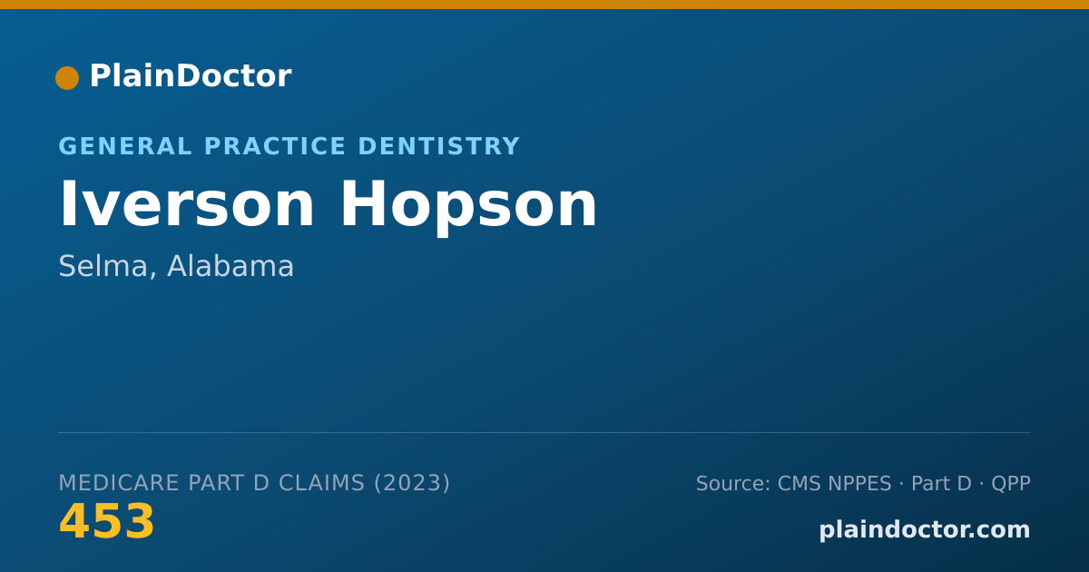 Shareable card for Iverson Hopson - General Practice Dentistry, Selma, AL