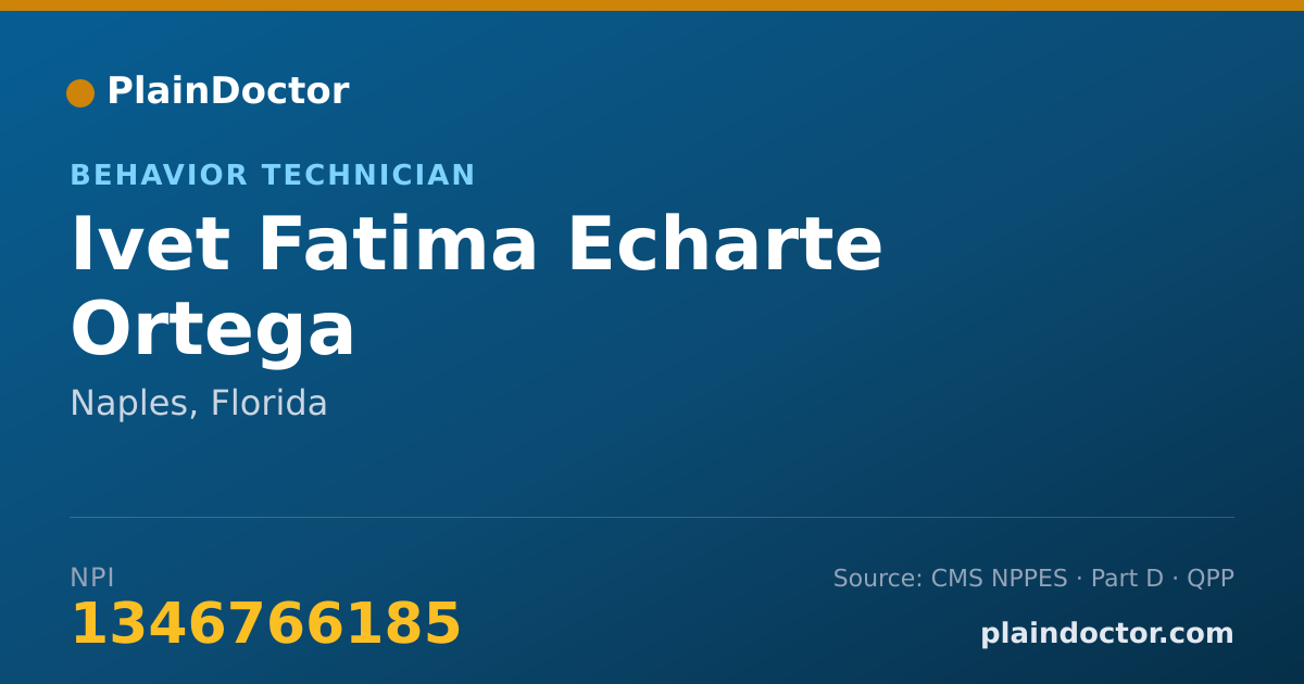 Shareable card for Ivet Fatima Echarte Ortega - Behavior Technician, Naples, FL