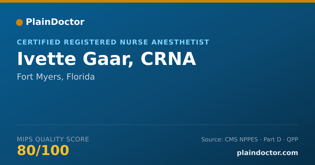 Shareable card for Ivette Gaar, CRNA - Certified Registered Nurse Anesthetist, Fort Myers, FL