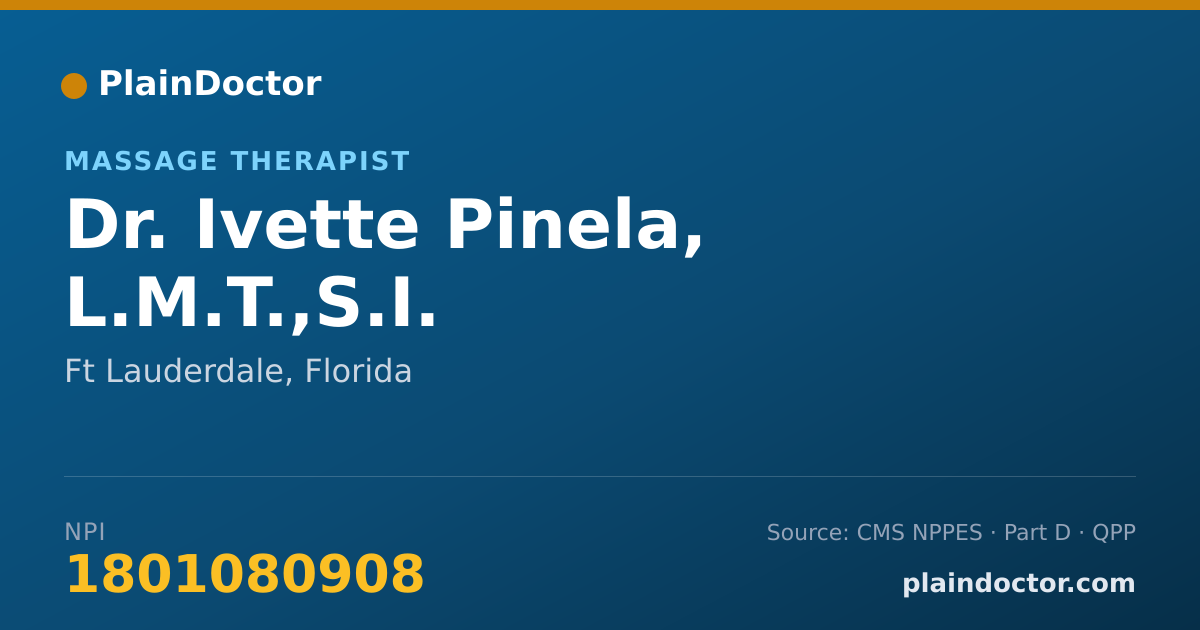 Shareable card for Ivette Pinela, L.M.T.,S.I. - Massage Therapist, Ft Lauderdale, FL