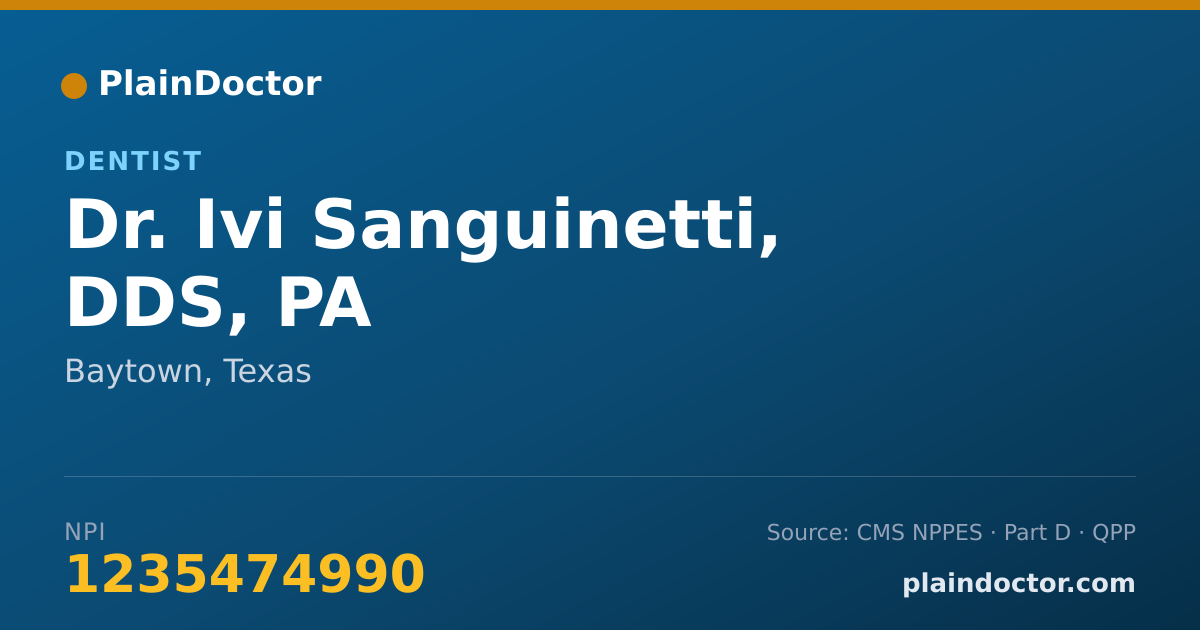 Shareable card for Ivi Sanguinetti, DDS, PA - Dentist, Baytown, TX