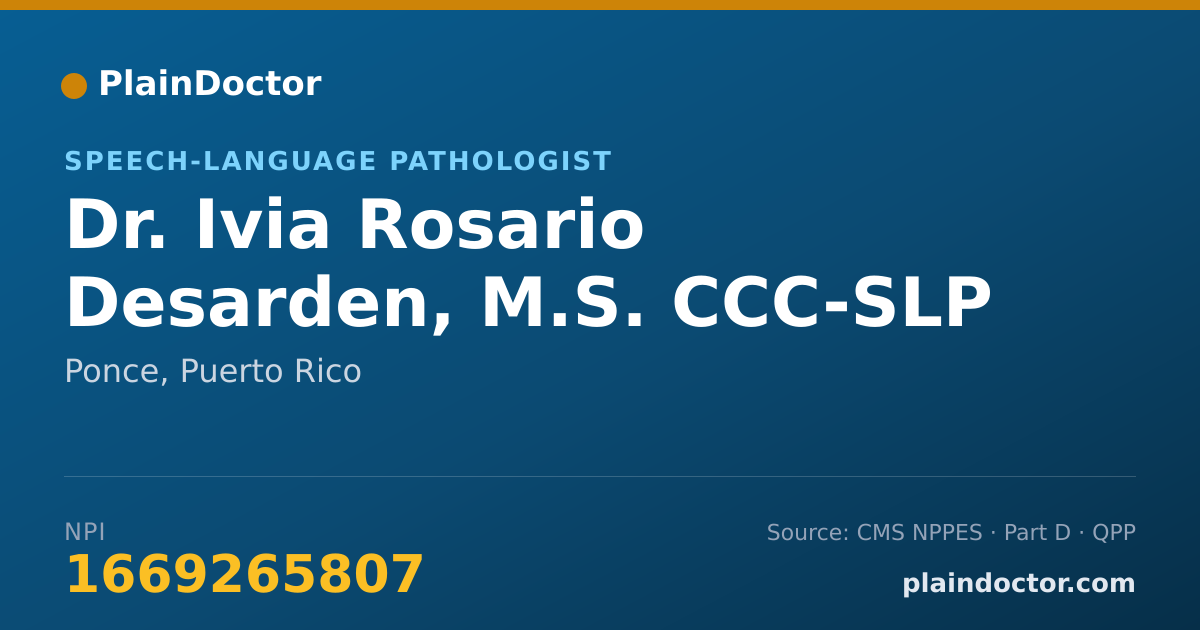 Shareable card for Ivia Rosario Desarden, M.S. CCC-SLP - Speech-Language Pathologist, Ponce, PR