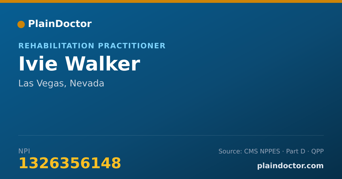 Shareable card for Ivie Walker - Rehabilitation Practitioner, Las Vegas, NV