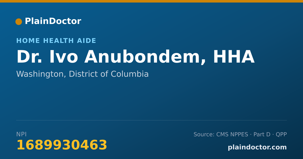 Shareable card for Ivo Anubondem, HHA - Home Health Aide, Washington, DC