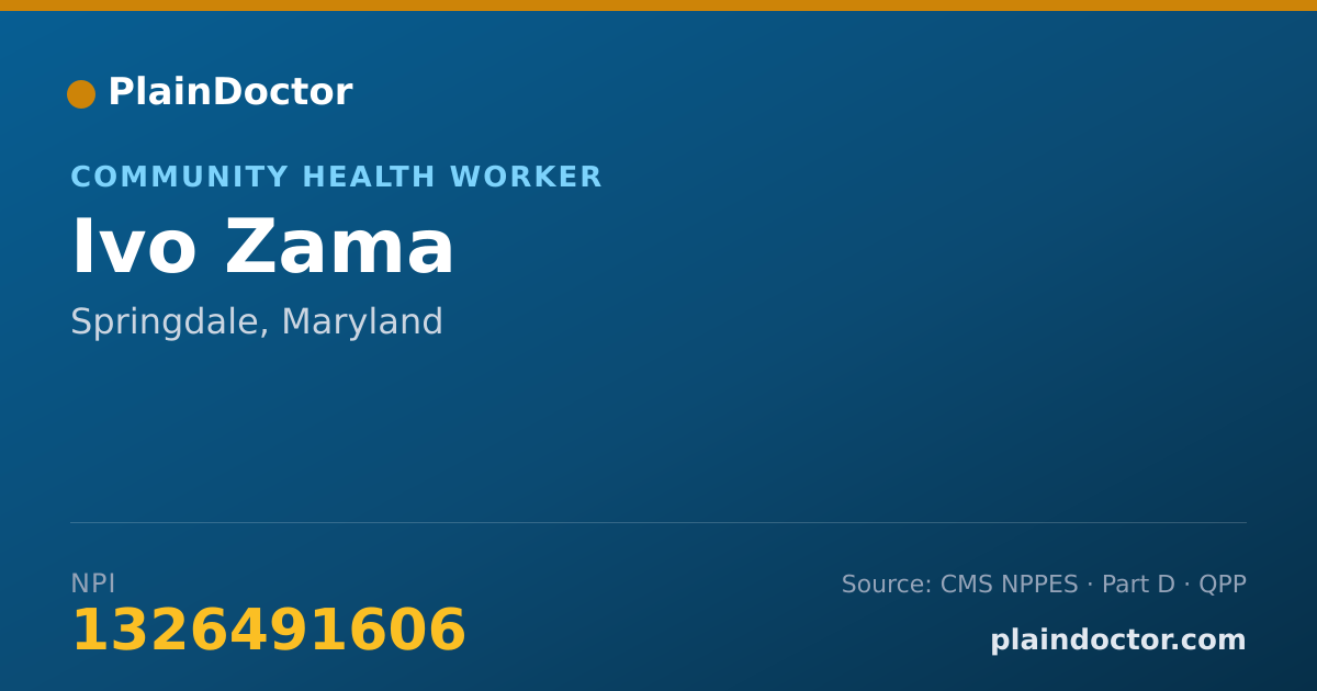 Shareable card for Ivo Zama - Community Health Worker, Springdale, MD