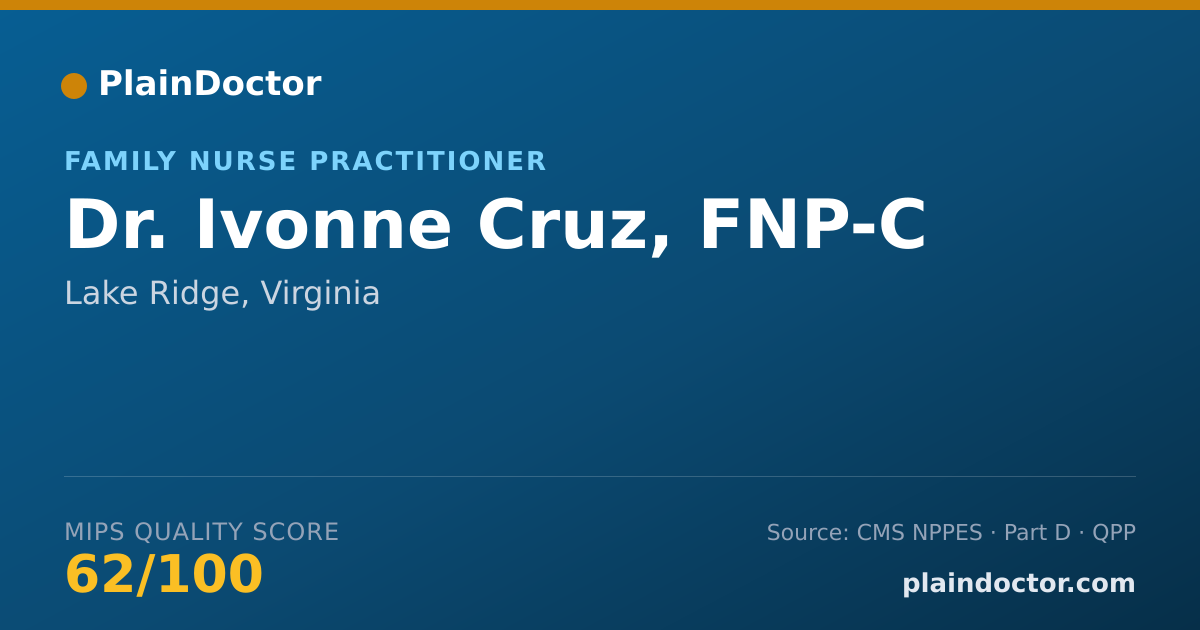 Shareable card for Ivonne Cruz, FNP-C - Family Nurse Practitioner, Lake Ridge, VA