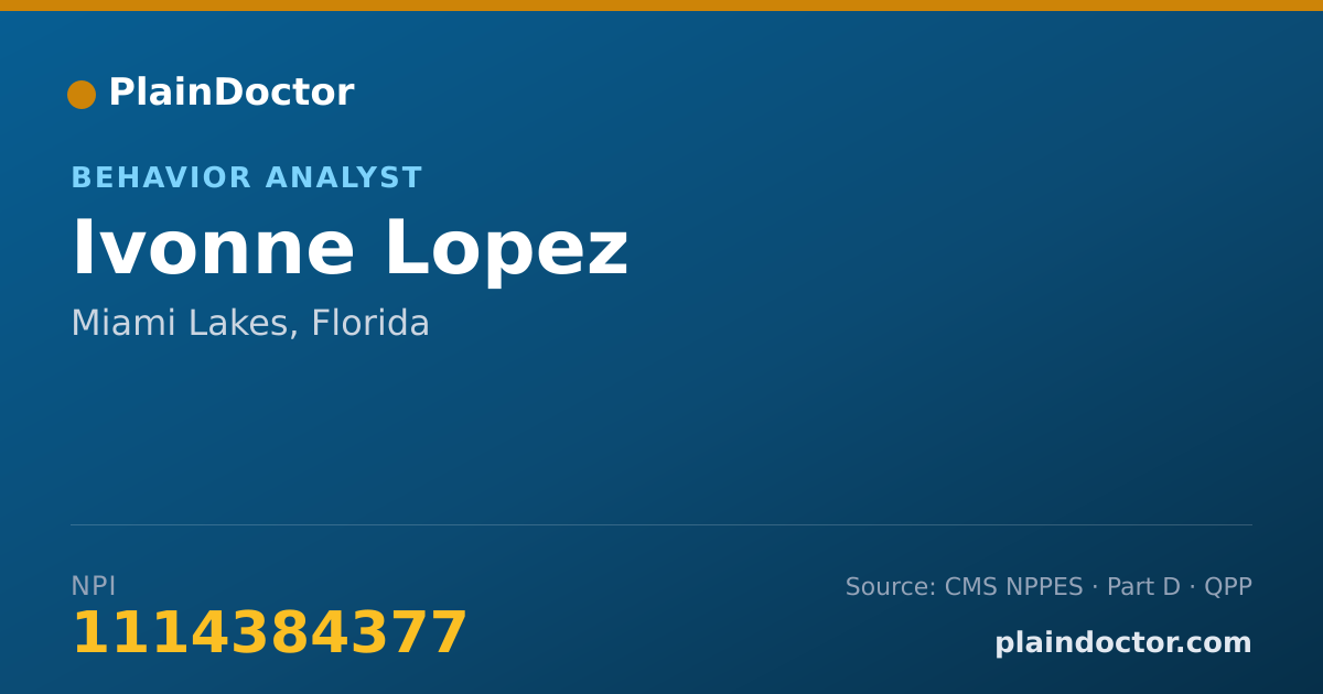 Shareable card for Ivonne Lopez - Behavior Analyst, Miami Lakes, FL