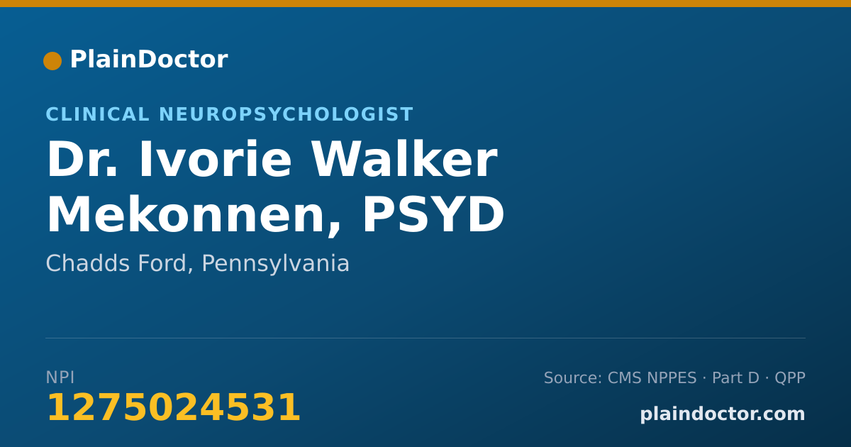 Shareable card for Ivorie Walker Mekonnen, PSYD - Clinical Neuropsychologist, Chadds Ford, PA