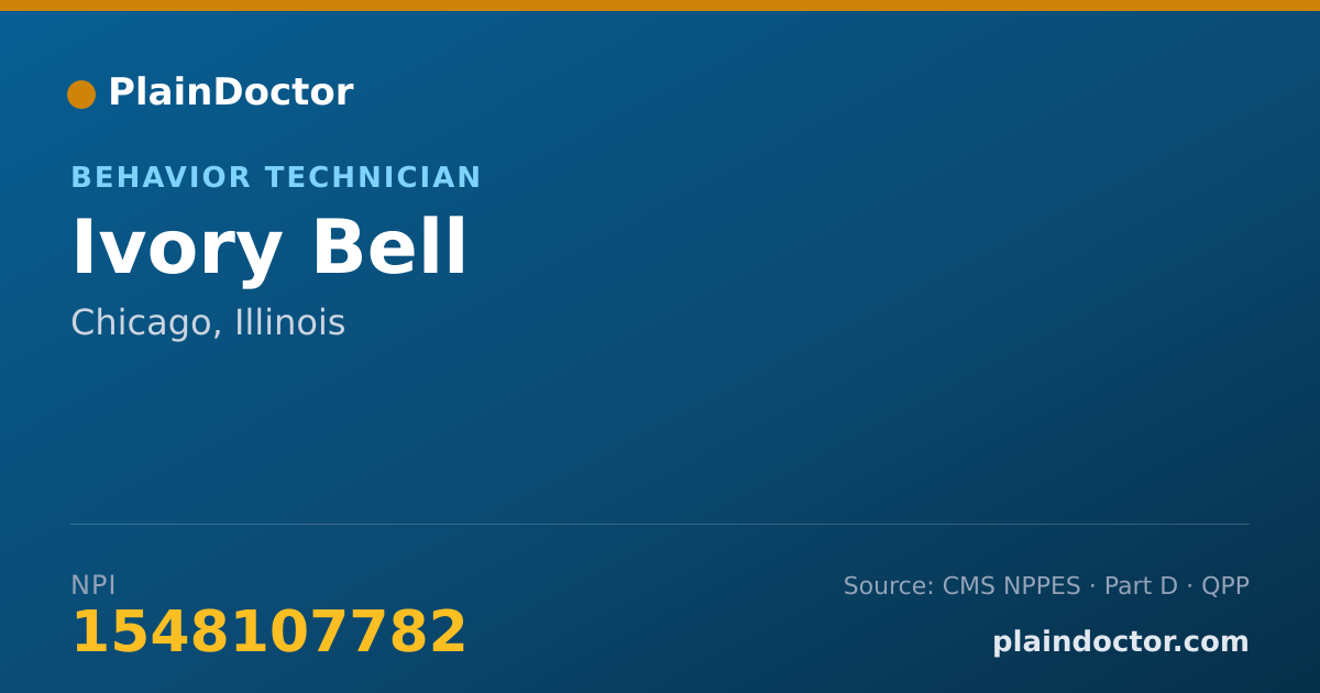 Shareable card for Ivory Bell - Behavior Technician, Chicago, IL