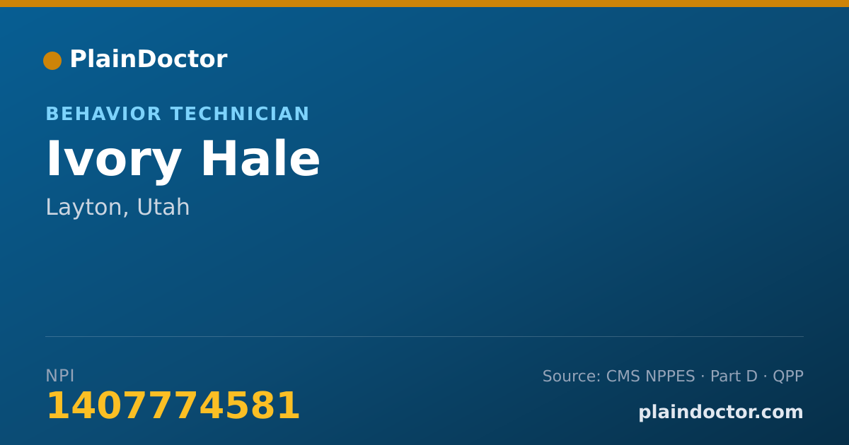 Shareable card for Ivory Hale - Behavior Technician, Layton, UT
