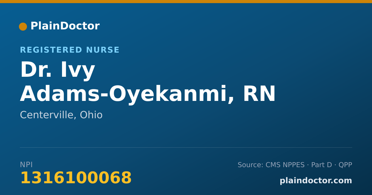 Shareable card for Ivy Adams-Oyekanmi, RN - Registered Nurse, Centerville, OH