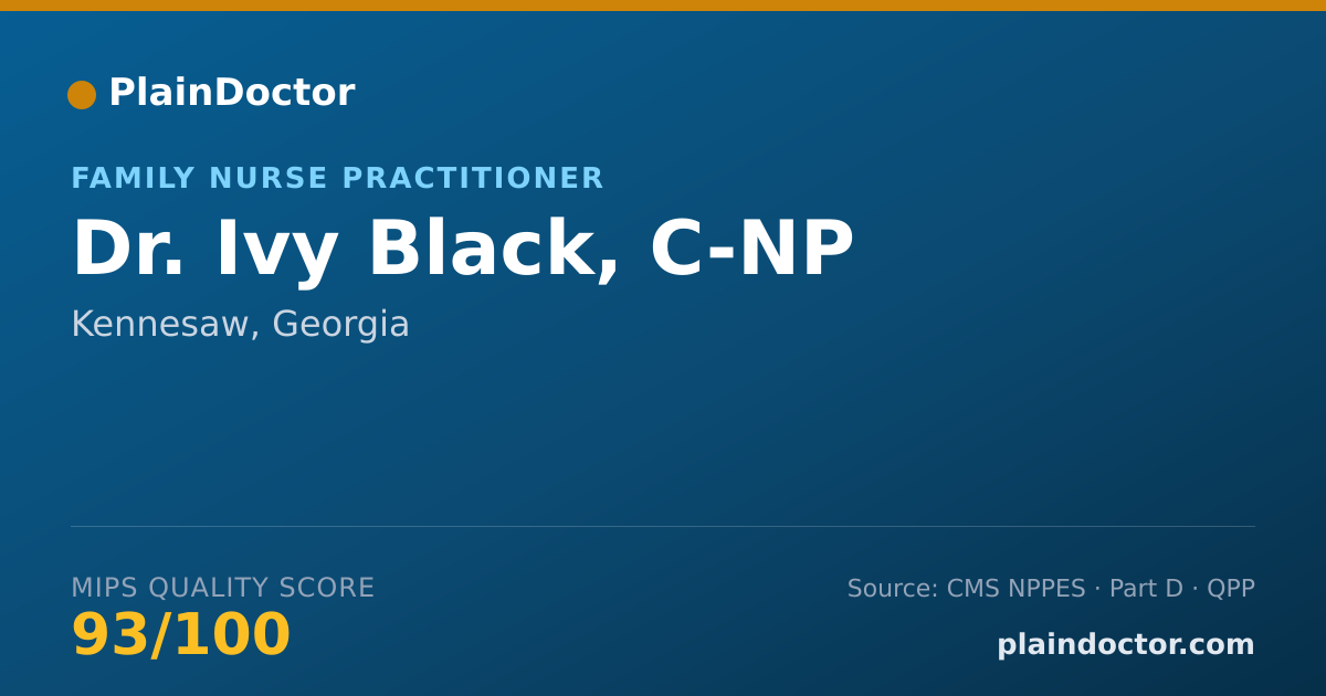 Shareable card for Ivy Black, C-NP - Family Nurse Practitioner, Kennesaw, GA