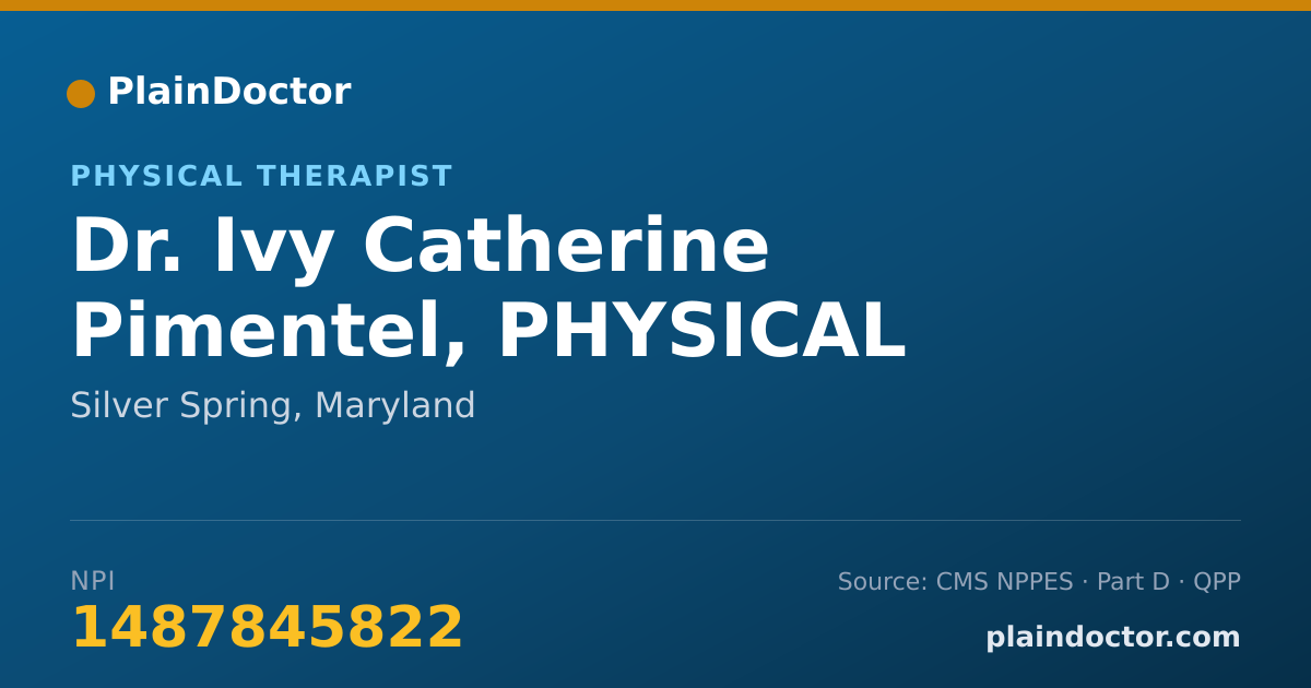 Shareable card for Ivy Catherine Pimentel, PHYSICAL THERAPIST - Physical Therapist, Silver Spring, MD
