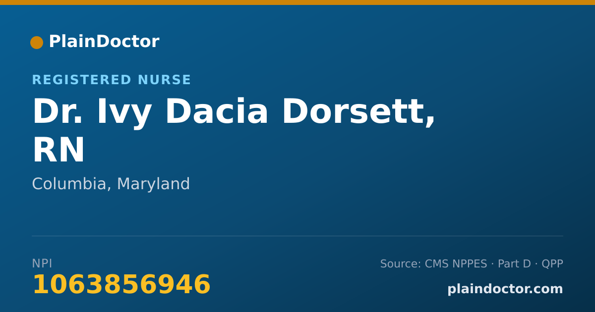 Shareable card for Ivy Dacia Dorsett, RN - Registered Nurse, Columbia, MD