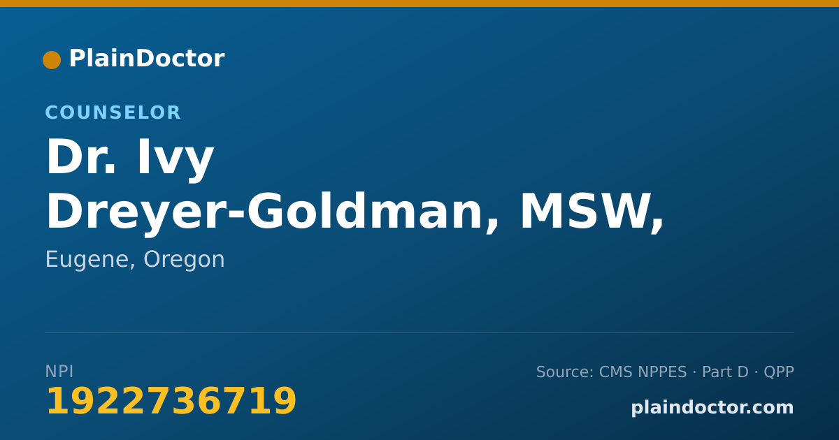 Shareable card for Ivy Dreyer-Goldman, MSW, CSWA - Counselor, Eugene, OR
