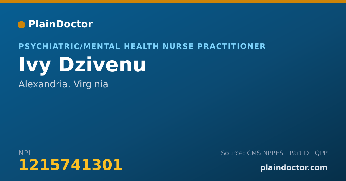 Shareable card for Ivy Dzivenu - Psychiatric/Mental Health Nurse Practitioner, Alexandria, VA