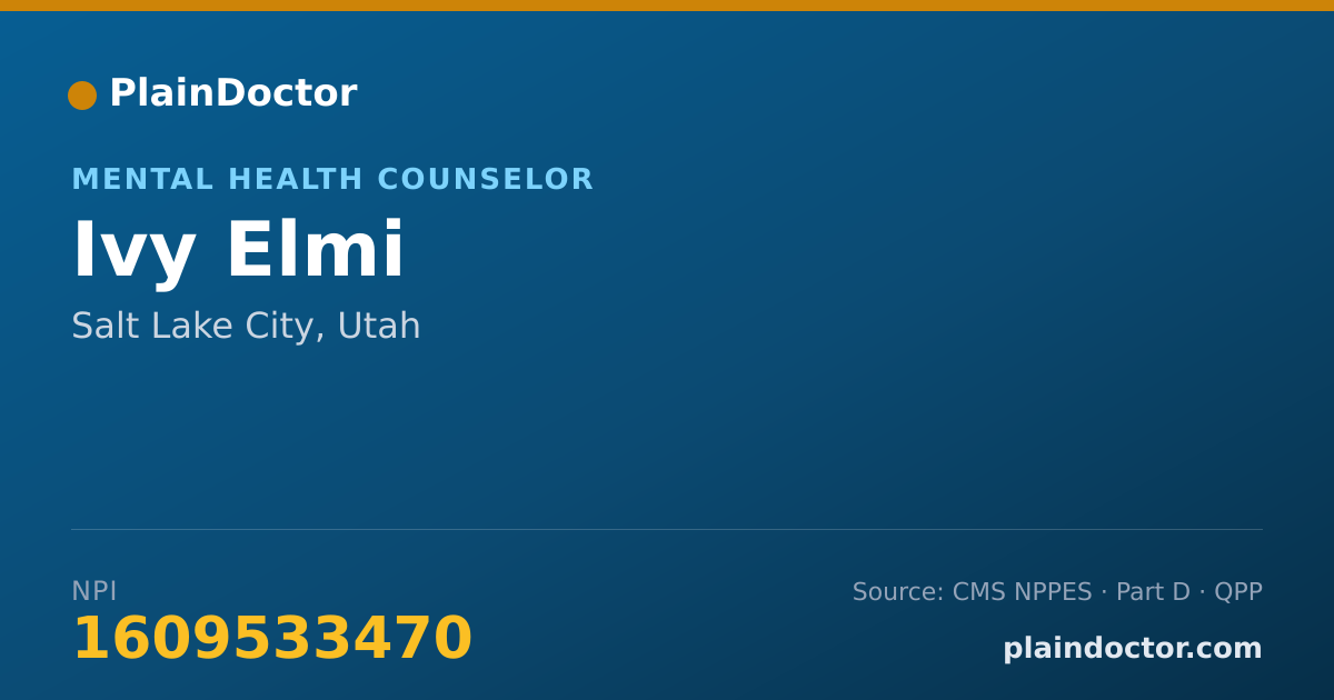 Shareable card for Ivy Elmi - Mental Health Counselor, Salt Lake City, UT