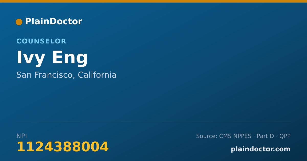 Shareable card for Ivy Eng - Counselor, San Francisco, CA
