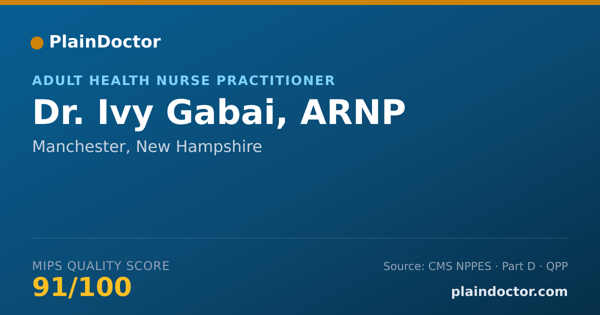 Shareable card for Ivy Gabai, ARNP - Adult Health Nurse Practitioner, Manchester, NH