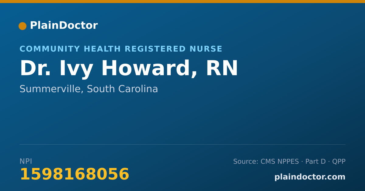 Shareable card for Ivy Howard, RN - Community Health Registered Nurse, Summerville, SC