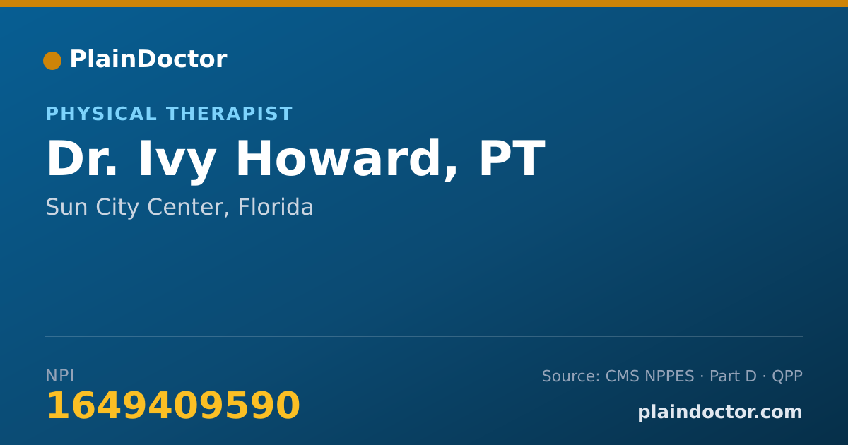 Shareable card for Ivy Howard, PT - Physical Therapist, Sun City Center, FL