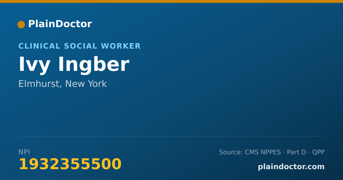 Shareable card for Ivy Ingber - Addiction (Substance Use Disorder) Counselor, Elmhurst, NY