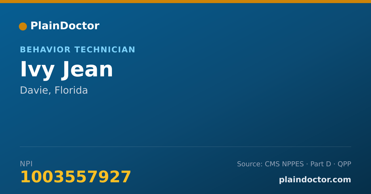 Shareable card for Ivy Jean - Behavior Technician, Davie, FL