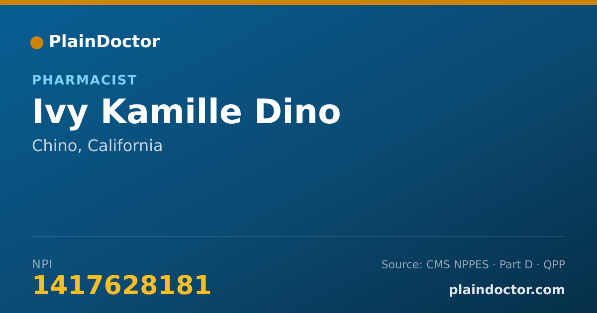 Shareable card for Ivy Kamille Dino - Pharmacist, Chino, CA