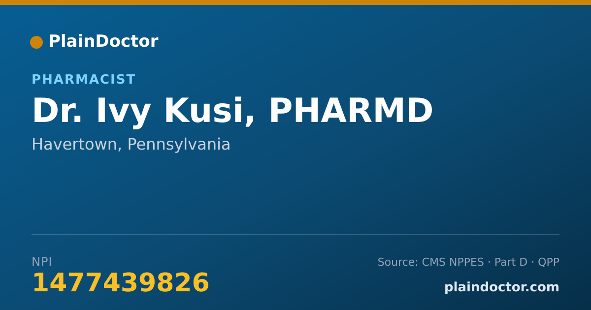 Shareable card for Ivy Kusi, PHARMD - Pharmacist, Havertown, PA