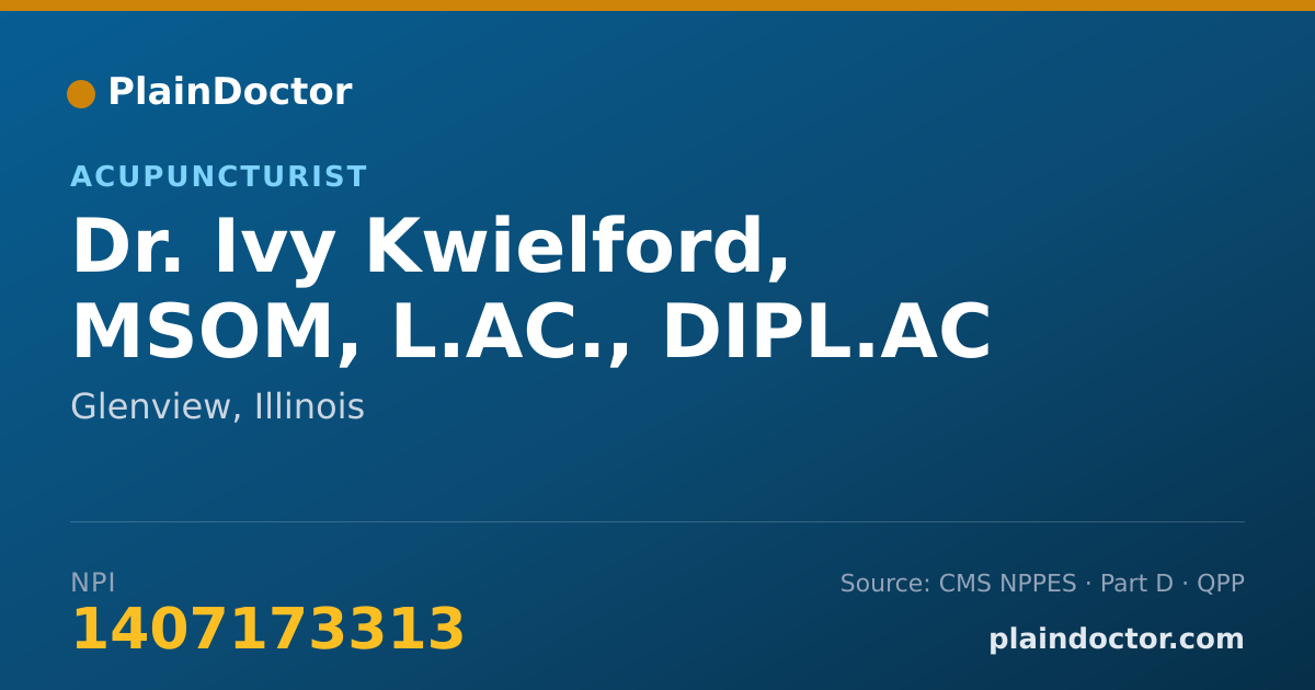 Shareable card for Ivy Kwielford, MSOM, L.AC., DIPL.AC - Acupuncturist, Glenview, IL