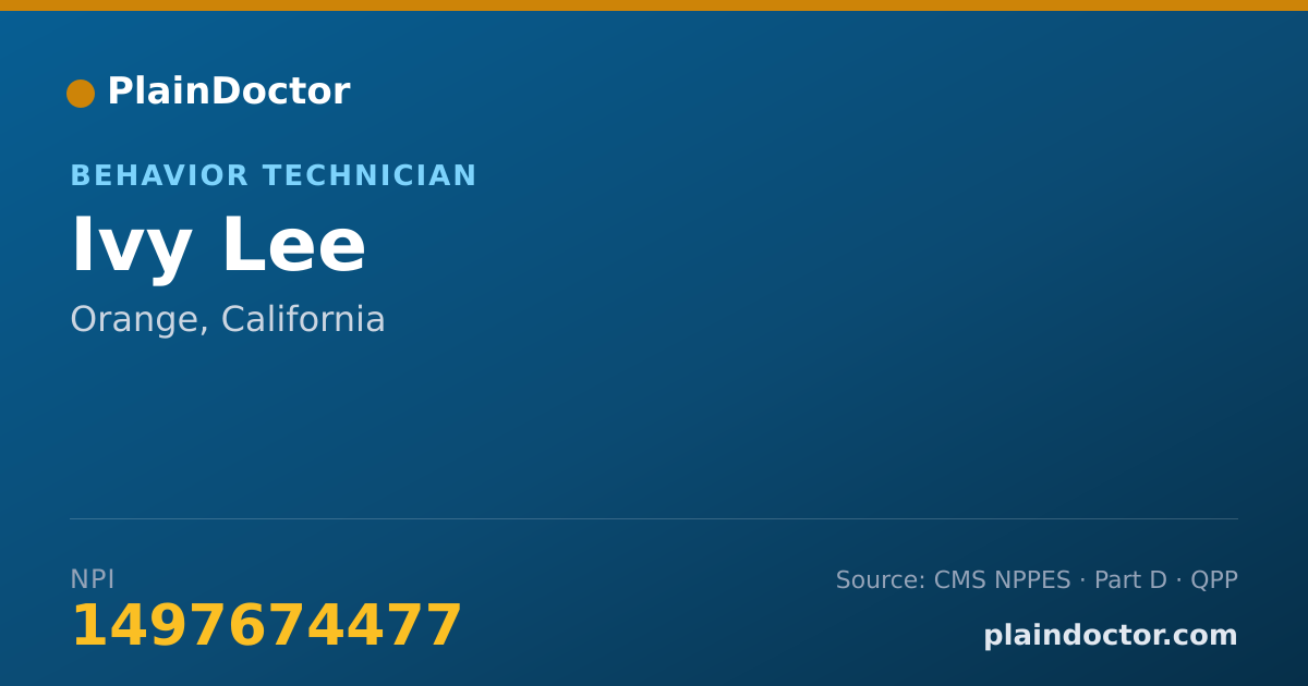 Shareable card for Ivy Lee - Behavior Technician, Orange, CA