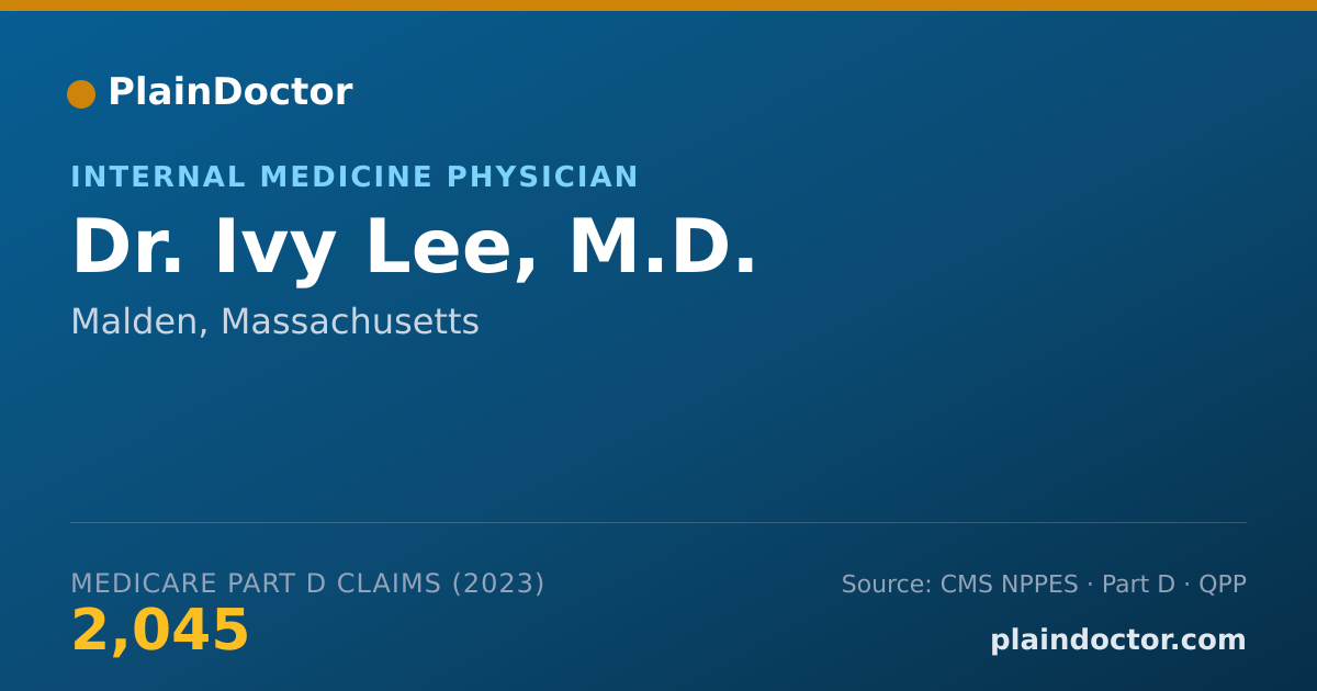Shareable card for Ivy Lee, M.D. - Internal Medicine Physician, Malden, MA