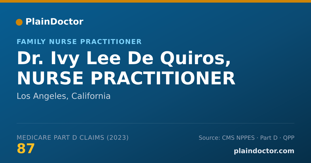 Shareable card for Ivy Lee De Quiros, NURSE PRACTITIONER - Family Nurse Practitioner, Los Angeles, CA