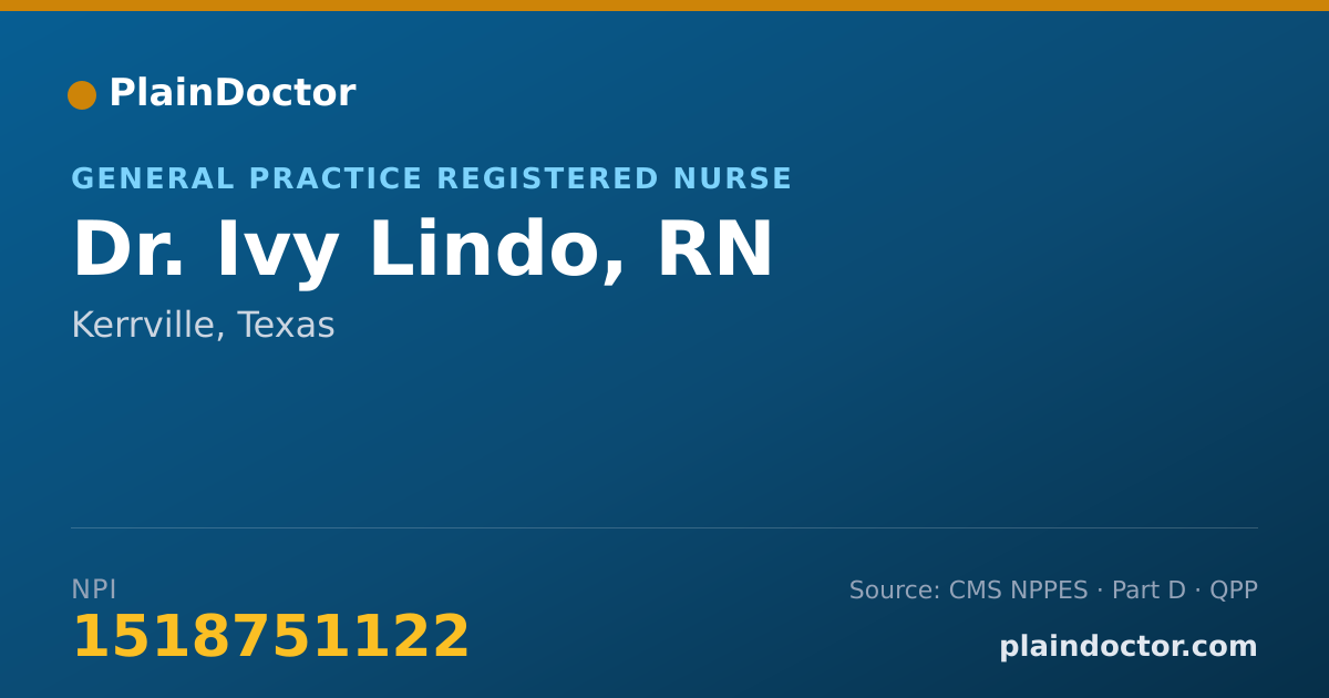 Shareable card for Ivy Lindo, RN - General Practice Registered Nurse, Kerrville, TX