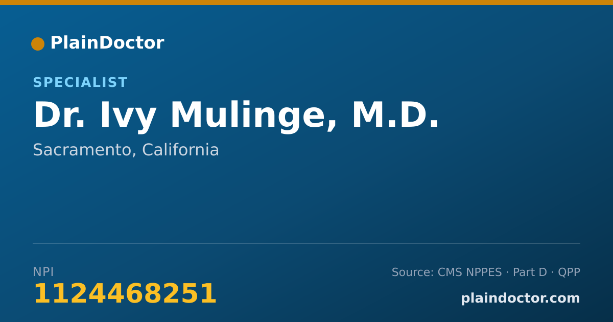 Shareable card for Ivy Mulinge, M.D. - Specialist, Sacramento, CA