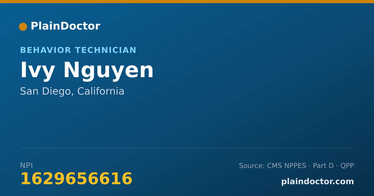 Shareable card for Ivy Nguyen - Behavior Technician, San Diego, CA