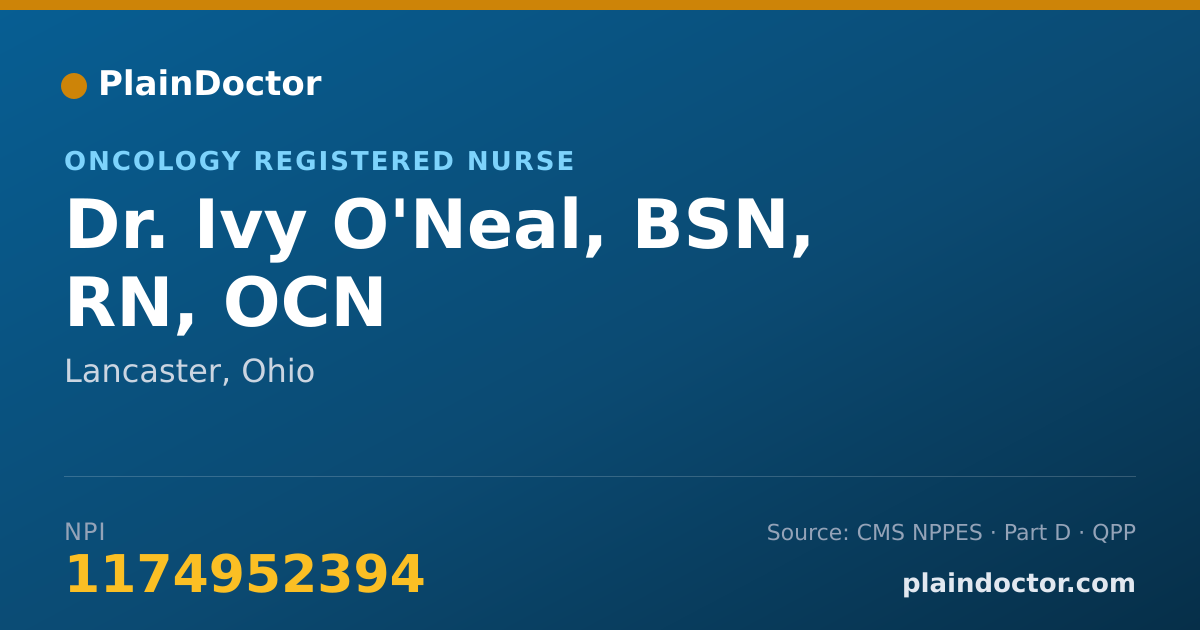 Shareable card for Ivy O'Neal, BSN, RN, OCN - Oncology Registered Nurse, Lancaster, OH