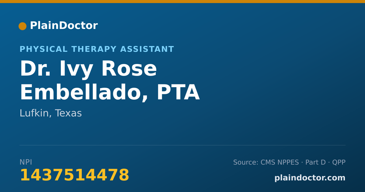 Shareable card for Ivy Rose Embellado, PTA - Physical Therapy Assistant, Lufkin, TX