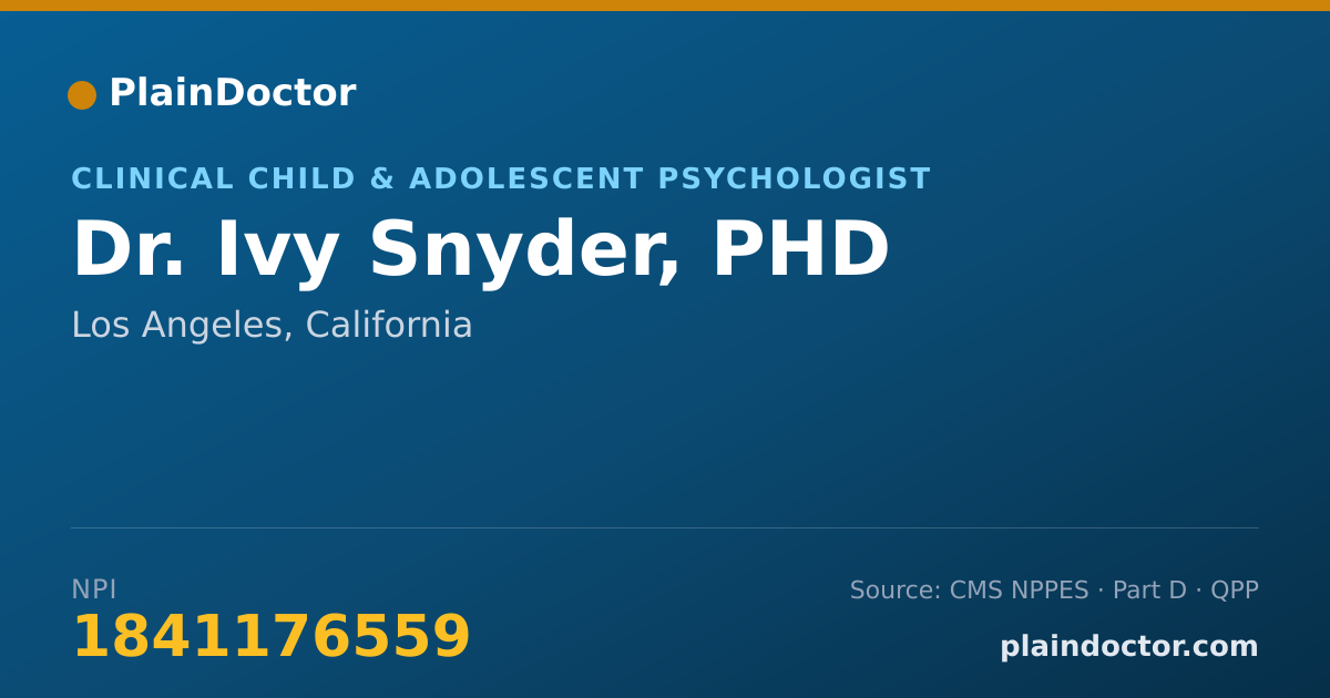 Shareable card for Ivy Snyder, PHD - Clinical Child & Adolescent Psychologist, Los Angeles, CA