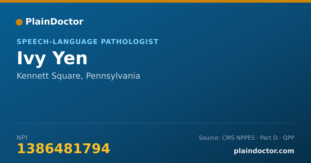 Shareable card for Ivy Yen - Speech-Language Pathologist, Kennett Square, PA